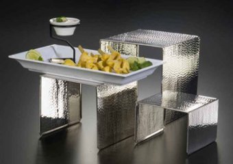 Hammered Stainless Steel Riser Set