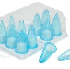 Pastry set of 12 nozzles made of blue transparent tritan