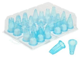 Pastry set of 24 nozzles made of blue transparent tritan