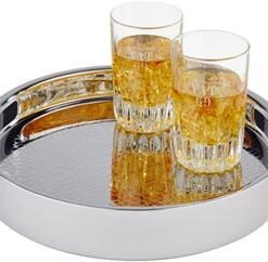 SS mirror polished finish double-wall round tray