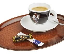 Oval Non Slip Tray Coated Wood