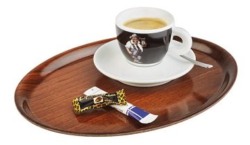 Oval Non Slip Tray Coated Wood