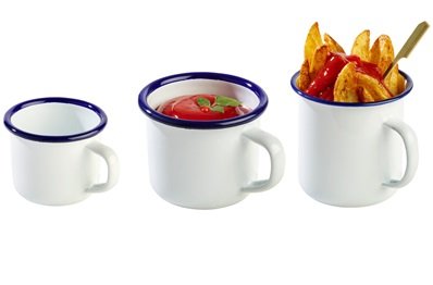 Beaker Enamelware White/Blue