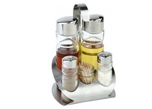 Oil,Vinegar,Salt,Pepper and Toothpick Holder Set