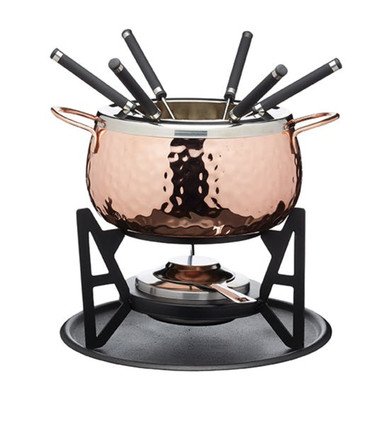 Hand Finished Copper Effect Fondue Set